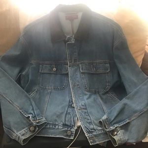 Men’s Banana Republic Leather Collared Denim Jacket Size XL